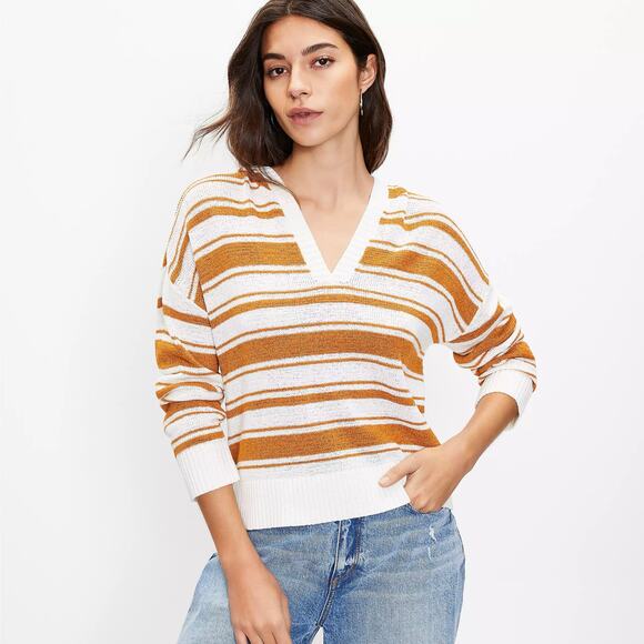 Ann Taylor LOFT Beachy Stripe Knit Hooded Pullover - Picture 10 of 10